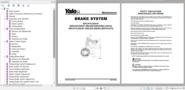 Yale Electric Motor Rider Trucks B814 ERC16 20AAF ERP16 20AAF Europe Service Manual 3