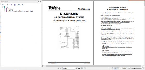 Yale Electric Motor Rider Trucks B839 ERC35HG ERC40HG ERC45HG ERC55HG Europe Service Manual 5