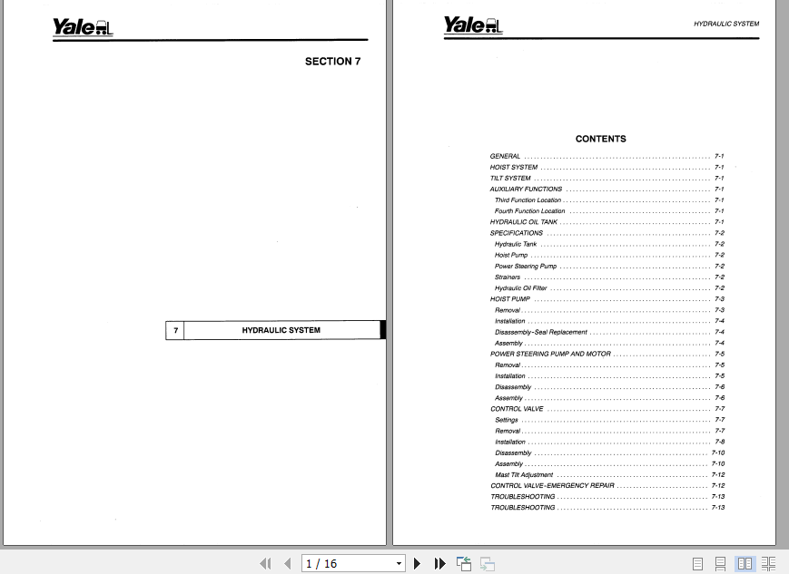Yale Electric Motor Rider Trucks C807 ERCERP 161820 ATF Europe Service Manual 4