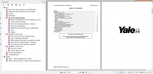 Yale Electric Motor Rider Trucks C814 ERCERP16AAF ERCERP18AAF ERCERP20AAF Europe Service Manual 2