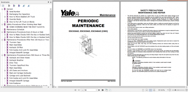 Yale Electric Motor Rider Trucks C883 ESC030AD ESC035AD ESC040AD Service Manual 3