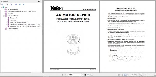 Yale Electric Motor Rider Trucks D216 ERP20 30ALF Europe Service Manual 5