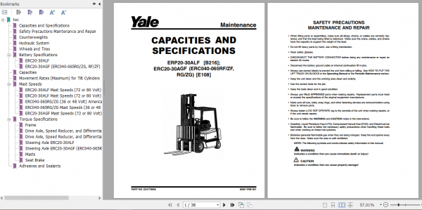 Yale Electric Motor Rider Trucks E108 ERC040 065RGZG Service Manual 1