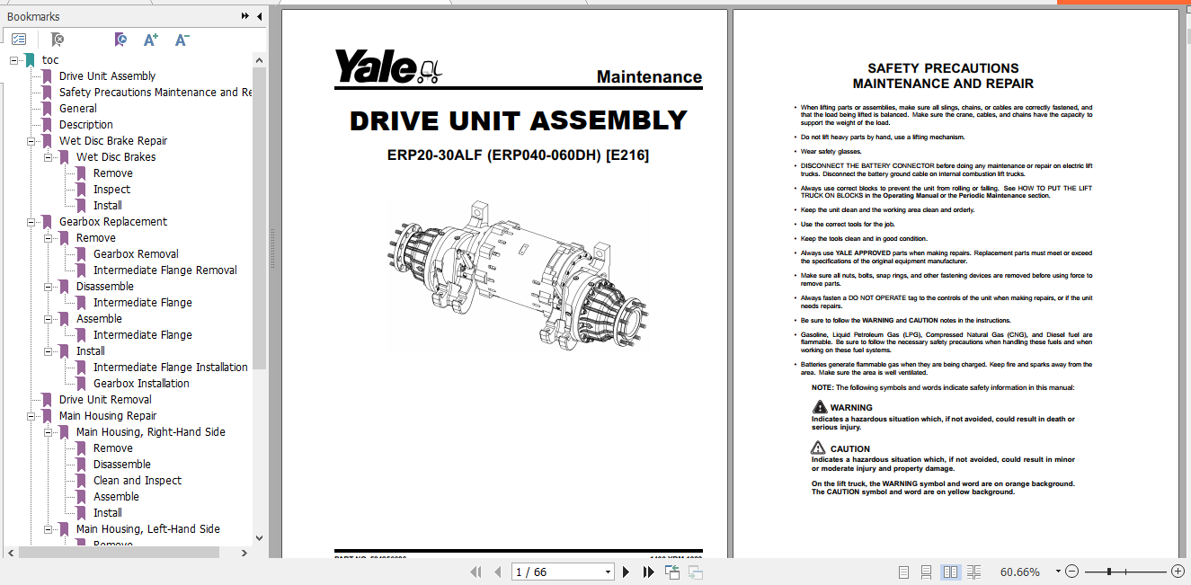 Yale Electric Motor Rider Trucks E216 ERP20ALF ERP25ALF ERP30ALF ERP32ALF Europe Service Manual 2