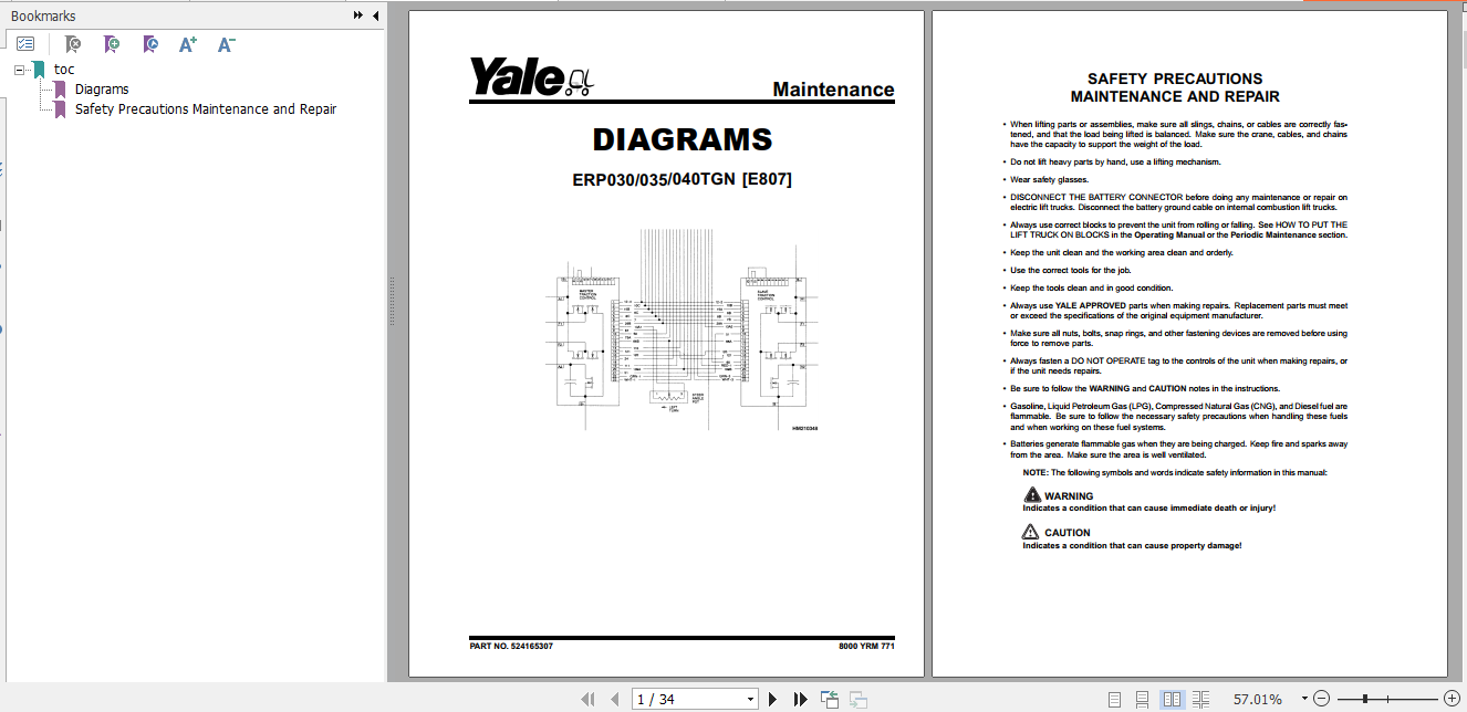 Yale Electric Motor Rider Trucks E807 ERP030 040TGN Service Manual 2