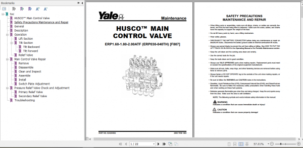 Yale Electric Motor Rider Trucks F807 ERP030035040TH Service Manual 5
