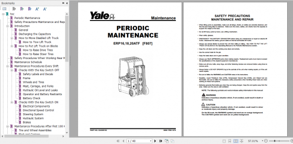 Yale Electric Motor Rider Trucks F807 ERP1.61.82.0ATF Europe Service Manual 1