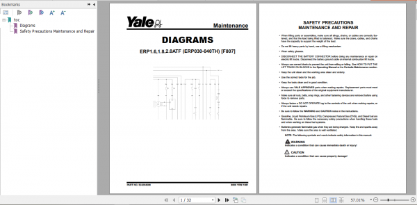 Yale Electric Motor Rider Trucks F807 ERP1.61.82.0ATF Europe Service Manual 2