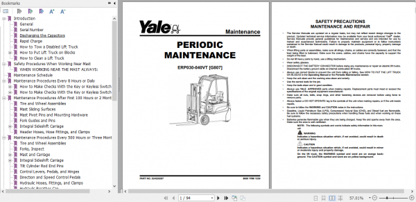 Yale Electric Motor Rider Trucks G807 ERP030VT ERP035VT ERP040VT Service Manual 3