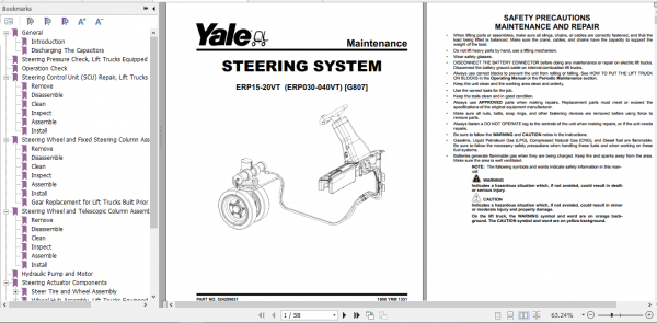 Yale Electric Motor Rider Trucks G807 ERP15VT 16VT 18VT 20VT Europe Service Manual 23