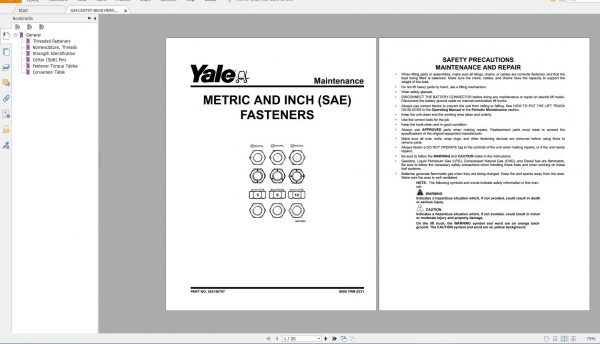 Yale Forklift Class 1 5 Full Model DVD Service Manuals Updated 03 12