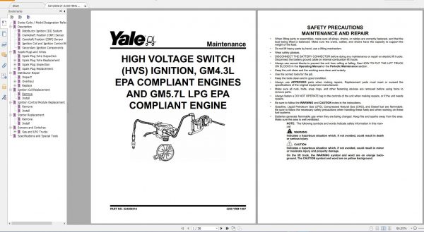 Yale Forklift Class 1 5 Full Model DVD Service Manuals Updated 03 7