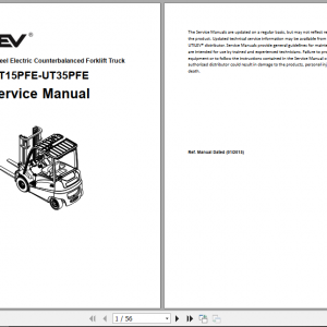 Yale Utilev Electric Forklift Trucks A379 UT15 25PFE Operation Maintenance Service Manual 76502794 R2 2