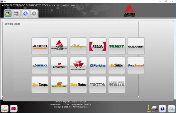 AGCO EDT Electronic Diagnostic Tool V1.107.21194.578 Updated 2021.3 Release 06.2021 Diagnostic Software 1