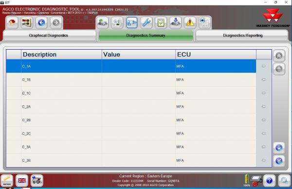 AGCO EDT Electronic Diagnostic Tool V1.107.21194.578 Updated 2021.3 Release 06.2021 Diagnostic Software 14