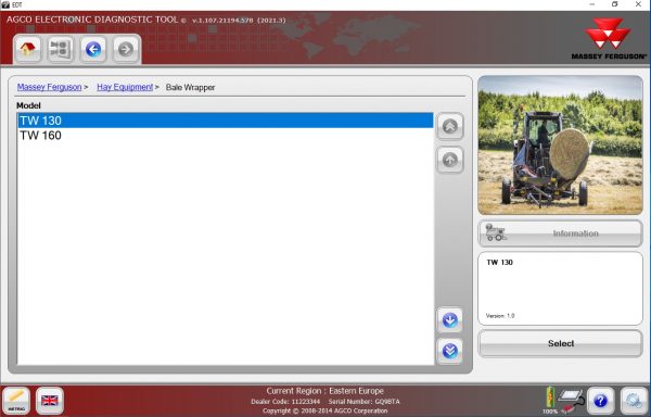 AGCO EDT Electronic Diagnostic Tool V1.107.21194.578 Updated 2021.3 Release 06.2021 Diagnostic Software 4