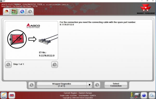AGCO EDT Electronic Diagnostic Tool V1.107.21194.578 Updated 2021.3 Release 06.2021 Diagnostic Software 5