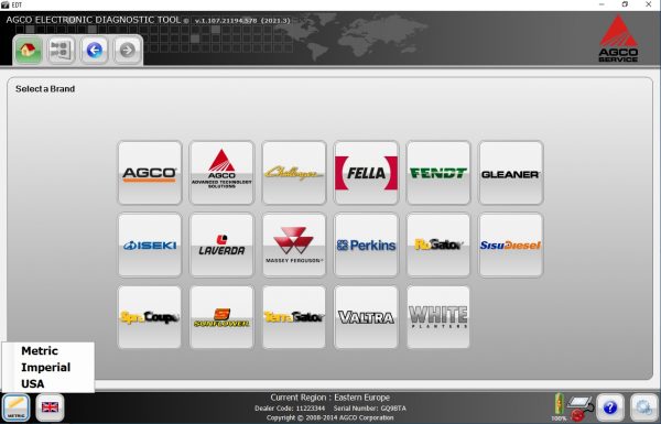 AGCO EDT Electronic Diagnostic Tool V1.107.21194.578 Updated 2021.3 Release 06.2021 Diagnostic Software 7