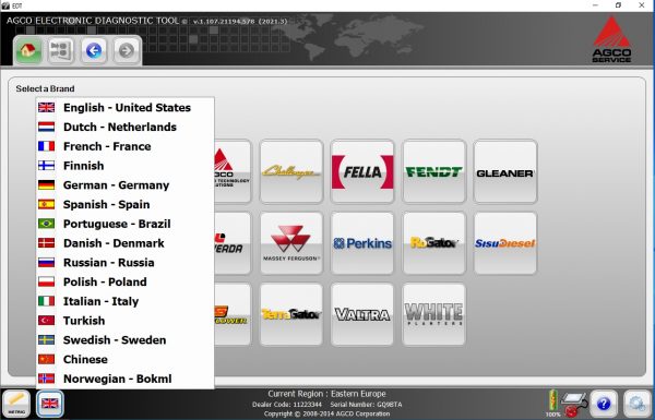 AGCO EDT Electronic Diagnostic Tool V1.107.21194.578 Updated 2021.3 Release 06.2021 Diagnostic Software 8