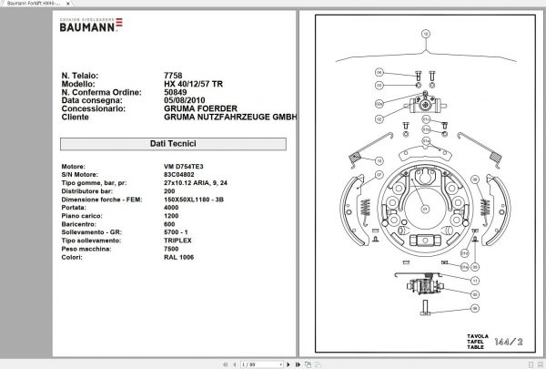 Baumann Forklift HX40 12 57 TR S.N 7758 Spare Parts Catalogue 1