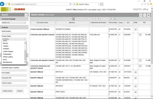 CLAAS WebTIC Offline EN 08.2021 Operator Manual Repair Manual Service Documentation EN DVD 3