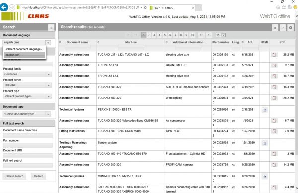 CLAAS WebTIC Offline EN 08.2021 Operator Manual Repair Manual Service Documentation EN DVD 4