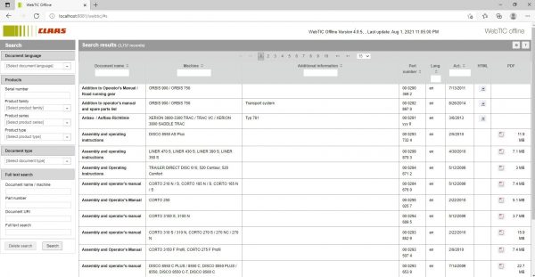 CLAAS WebTIC Offline EN 08.2021 Operator Manual Repair Manual Service Documentation EN DVD