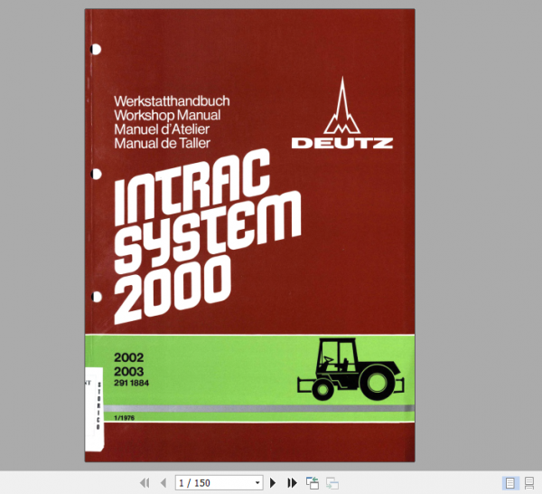 Deutz INTRAC 2002 INTRAC 2003 Workshop Manual 1