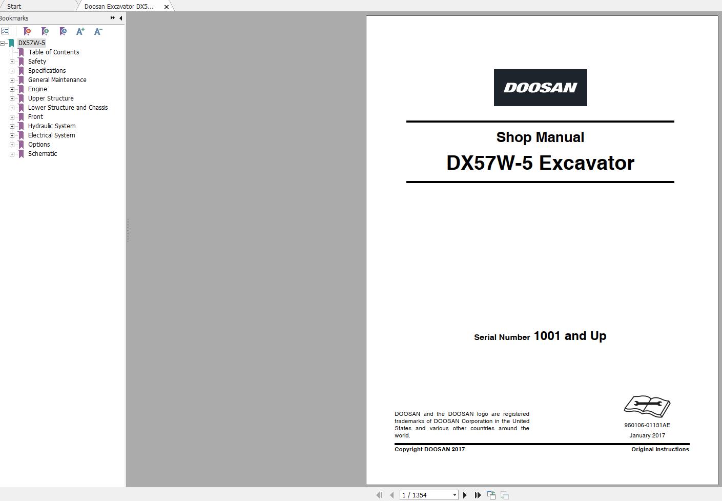 Doosan Excavator DX57W 5 Shop Manual 1