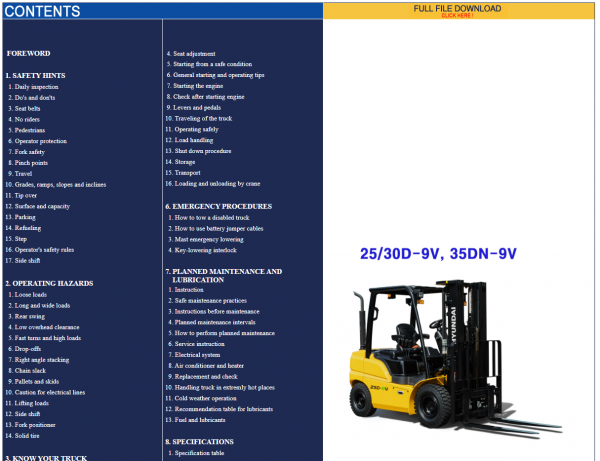 Hyundai Forklift Trucks Operator Manual Updated 09.2021 Offline DVD 6