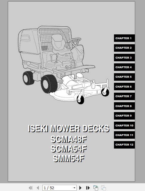Iseki Front Mowers SFH240 SFH220 SCMA48F SCMA54F SMM54F Operator Manual 1