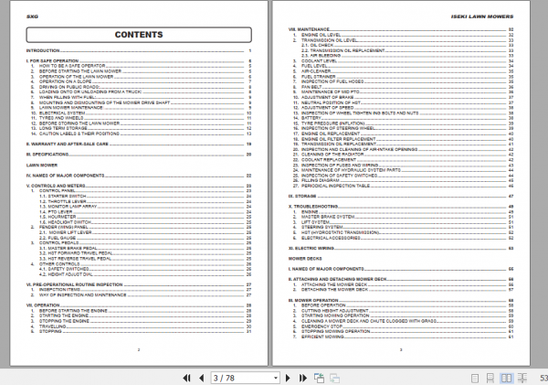Iseki Lawn Mowers SXG15 Operator Manual 3
