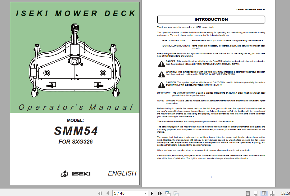 Iseki Lawn Tractor SXG323 SXG326 Operator Manual 4