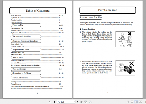 Iseki Ride on Bush Cutter SRA950 SRA950F Operator Manual 2