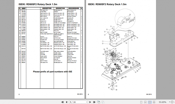 Iseki Riding Mower SF224 SF235 Parts Manual 4
