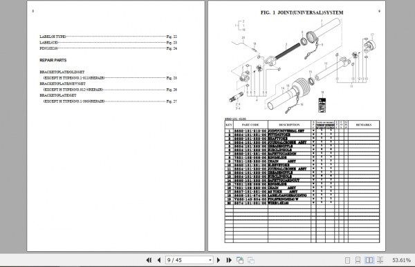 Iseki Riding Mower SF235 SF237 Parts Manual 2