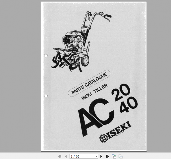 Iseki Tillers AC20 AC40 Parts Manual 1