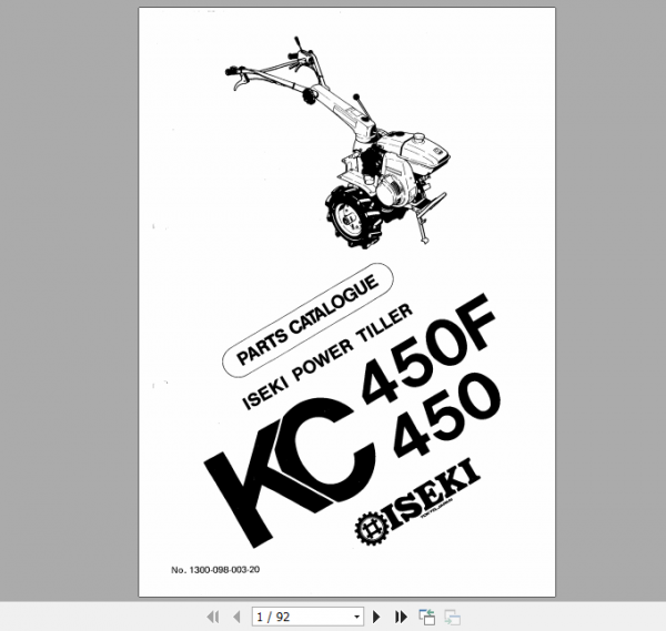 Iseki Tillers KC450F Parts Manual 2