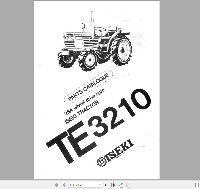 Iseki Tractor TE3210 Parts Manual 1500 098 034 10 1