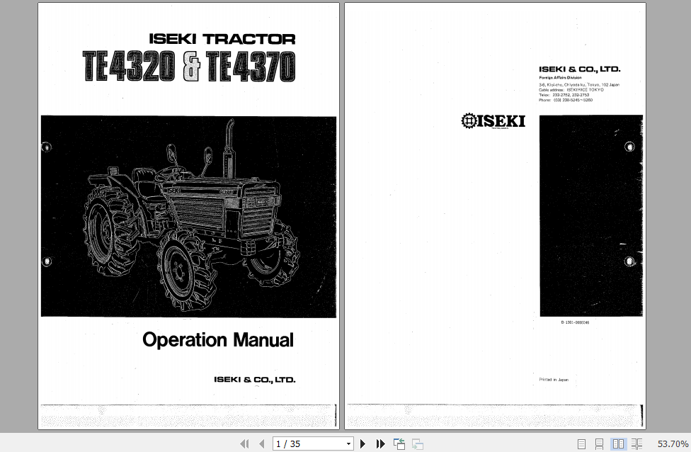 Iseki Tractor TE3210 TE4270 Operator Manual 2