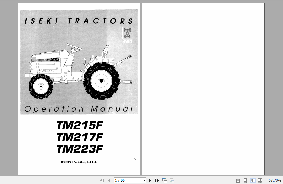 Iseki Tractor TM215 TM217 TM223 Operator Manual 1