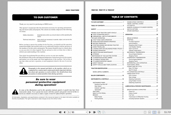 Iseki Tractor TM215 TM217 TM223 Operator Manual 2