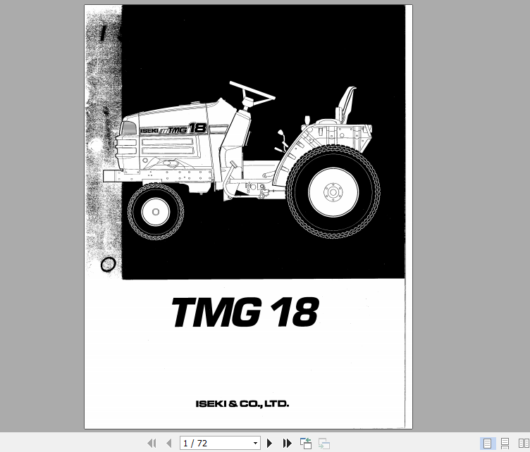 Iseki Tractor TMG18 Operator Manual 1