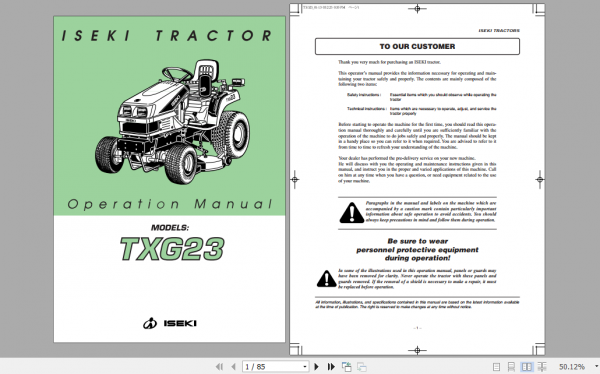 Iseki Tractor TXG23 Operator Manual 3