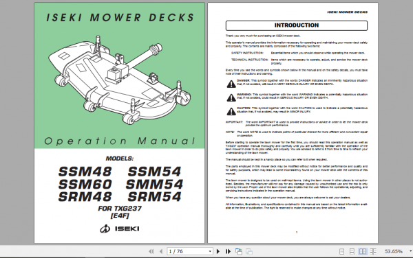 Iseki Tractor TXG237F3 Operator Manual 2