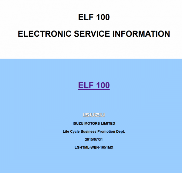 Isuzu Q Series 2016 ELF 100 Mexico Manuals Color Wiring
