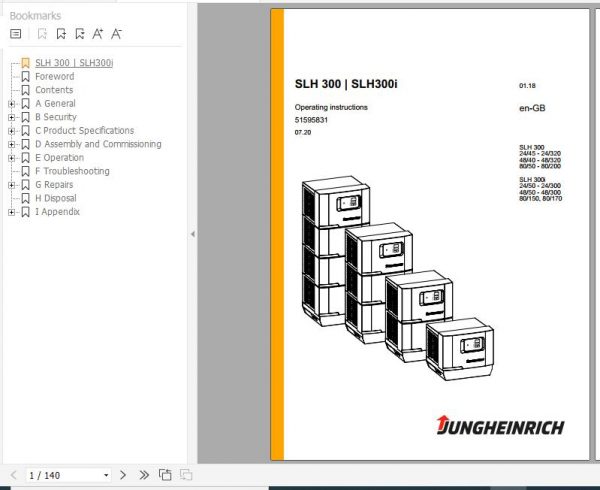 Jungheinrich Batteries SLH 040i SLH 300 SLH 300i SLH 400i Operating Instructions EN 2
