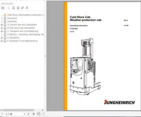 Jungheinrich Cold Store Cab Weather protection Cab Operating Instructions 10 2019 EN 51561891 1