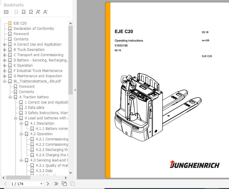 Jungheinrich Electric Pallet Truck EJE C20 Operating Instructions 09 2019 EN 51653196 1