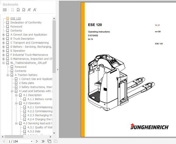 Jungheinrich Electric Pallet Truck ESE 120 Operating Instructions 04 2019 EN 51619493 1